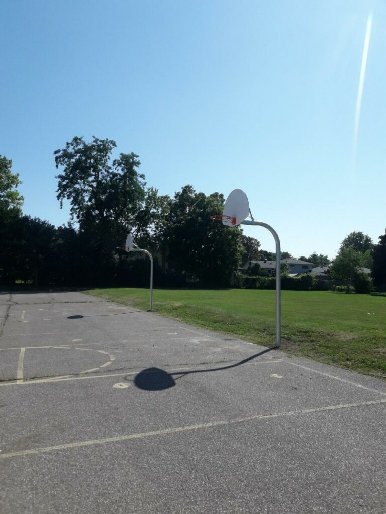 outdoor gooseneck basketball net